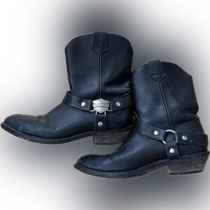 Harley-Davidson Black Leather Western Boots